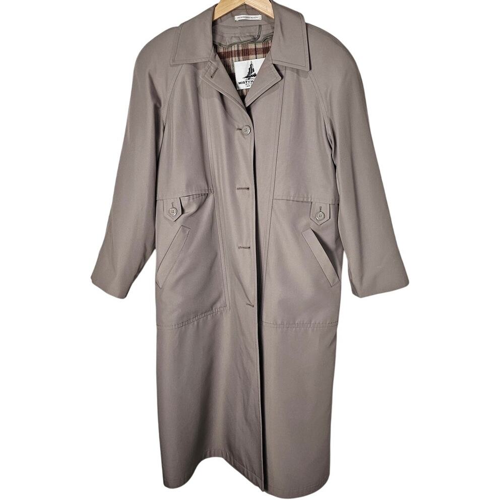VTG MIsty Harbor trench coat womens size 12P plaid zip out lining